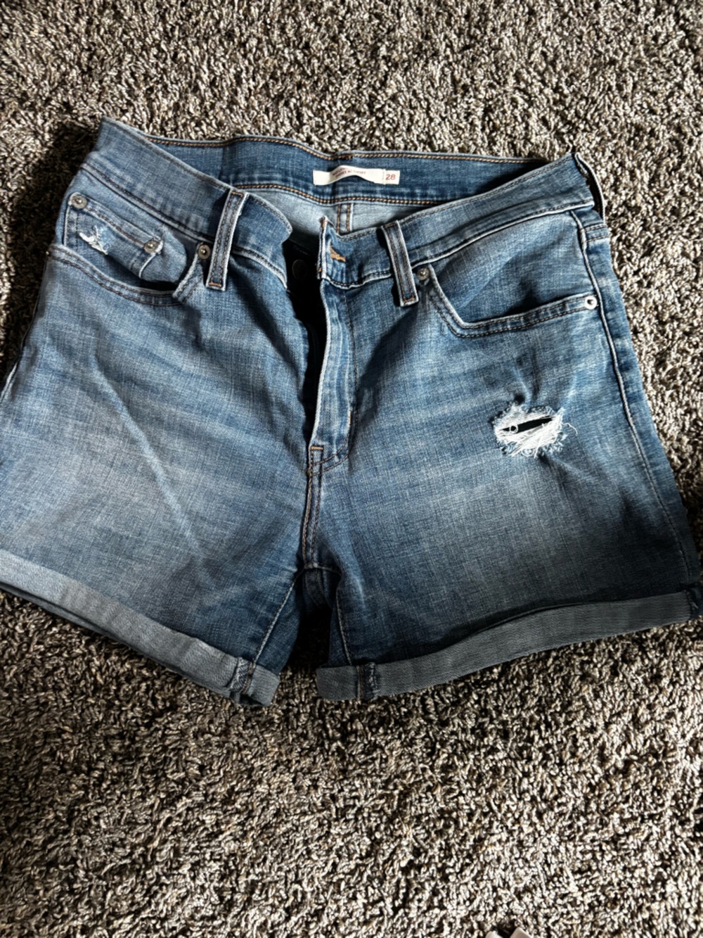 Levi's Blue Distressed Denim Jean Shorts